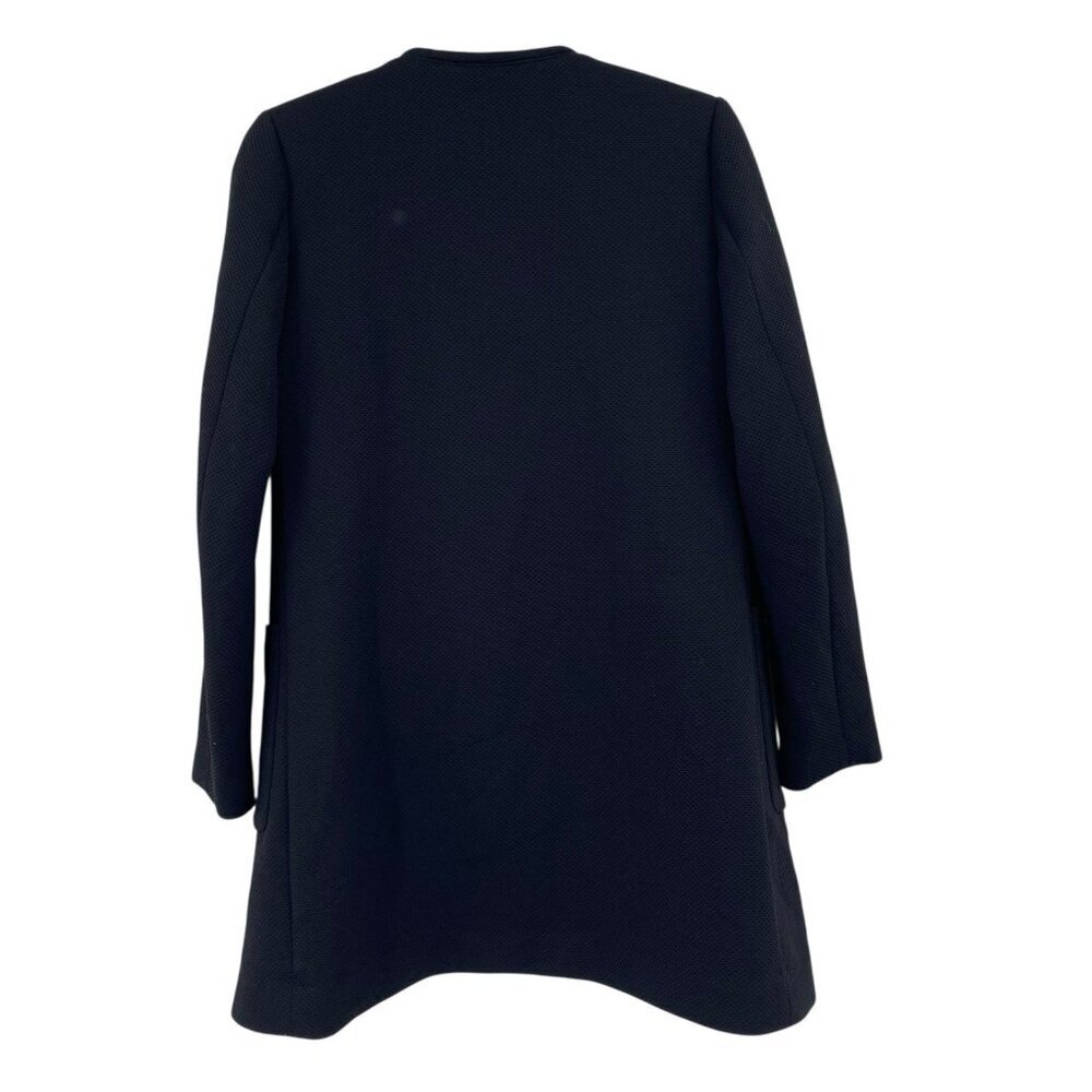 H&M Womens Size 4 Black Open Front Textured Weave Pockets Lined Jacket Coat - Picture 2 of 9